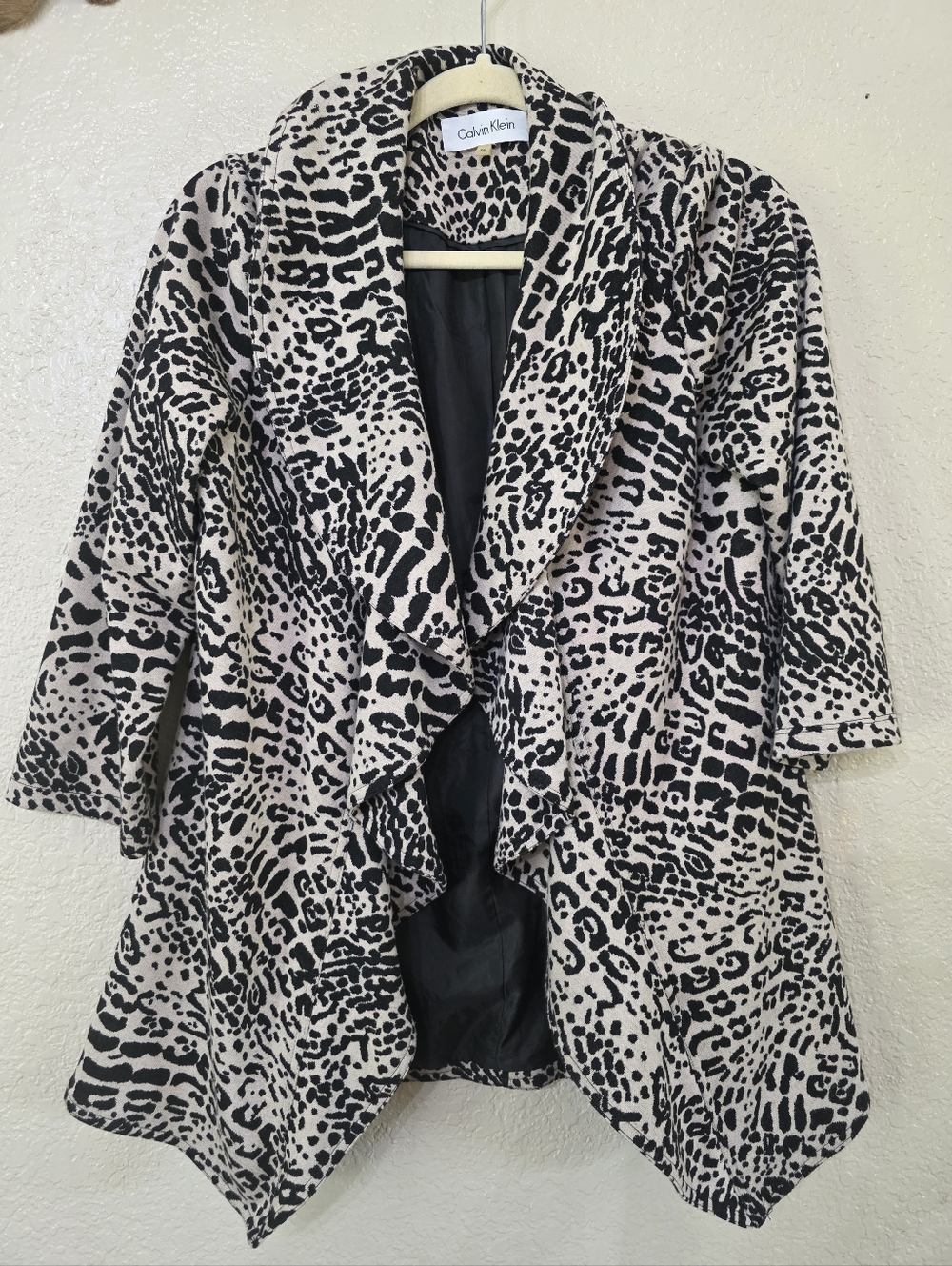 Calvin Klein Black and Cream Leopard Print Jacket